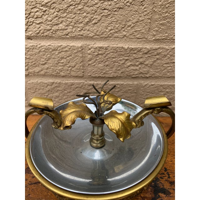 Brass 1940s Hollywood Regency Brass and Chrome Floral Ashtray For Sale - Image 8 of 12