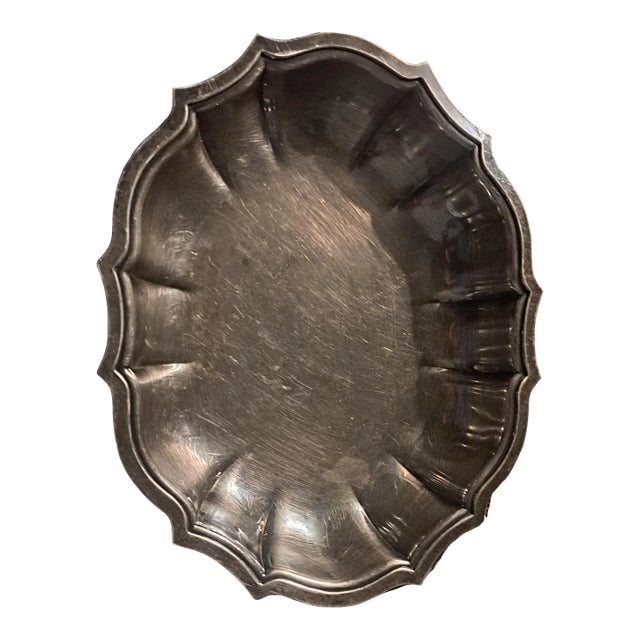1940s Mid-Century Silver Serving Platter For Sale