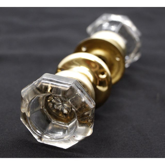 Vintage Octagon Glass Bullet Passage Door Knob Set For Sale - Image 4 of 5