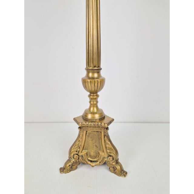 Metal Large 19th Century Copper Church Candle Holder, France For Sale - Image 7 of 9