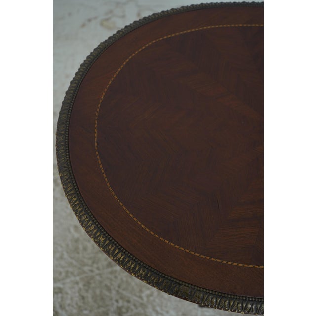 1920s Vintage Louis XVI Mahogany Marquetry Inlaid End Table For Sale - Image 5 of 15