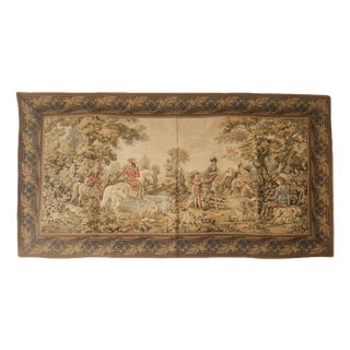 German Tapestry with Hunting Landscape Scene, 1970s For Sale