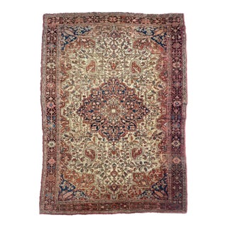 Antique Ferahan Sarouk Soft Rust Rug 4.4 x 6.4 For Sale