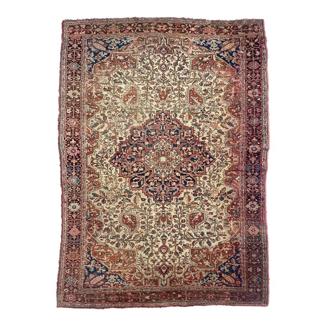 Antique Ferahan Sarouk Soft Rust Rug 4.4 x 6.4 For Sale