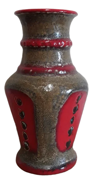 Vintage Ceramic Vase with Glaze in Red Brown and Black, 1970s