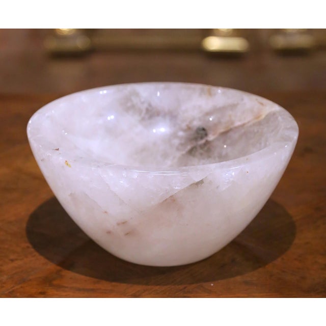 Traditional Large Brazilian Carved Rock Crystal Bowl Vide-Poche For Sale - Image 3 of 6