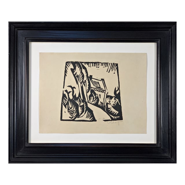 Karl Schmidt-Rottluff, Haus mit Pappeln, 1913, Woodcut, German Expressionism For Sale