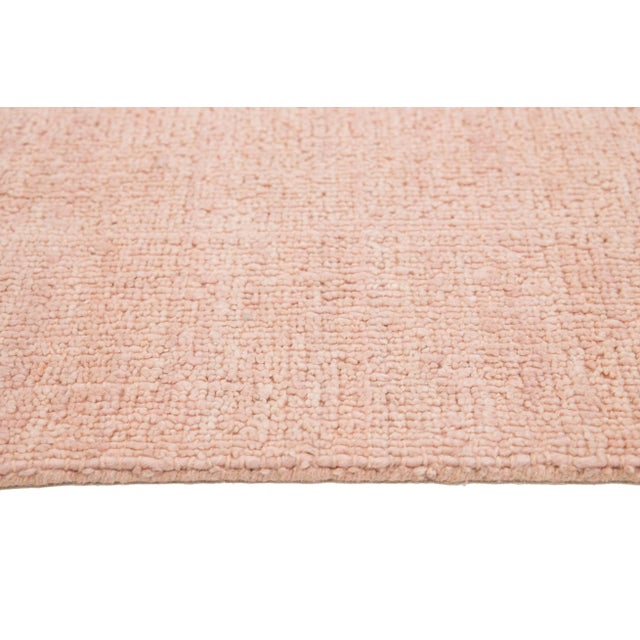 10 X 14 Modern Indian Texture Handmade Wool Rug in a Solid Pink Color For Sale - Image 9 of 9