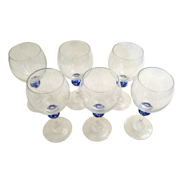 Vintage Stemmed Wine Glasses by Luminarc France, 1980s, Set of 6 For Sale