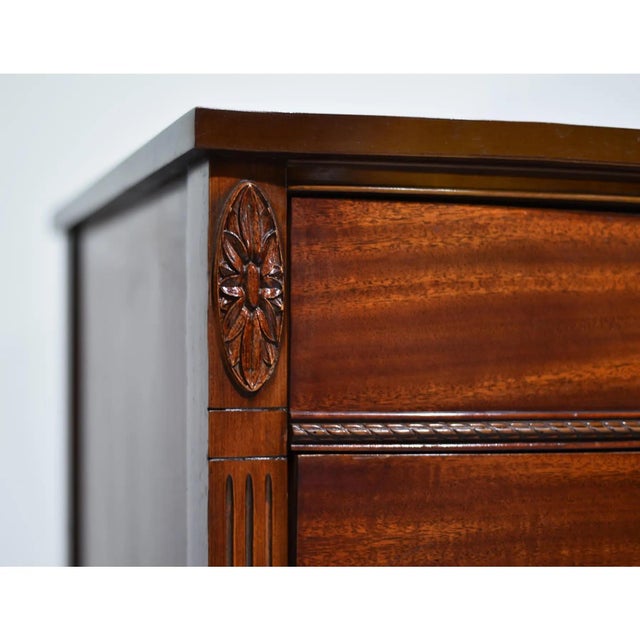 Mid Century Federal Style Mahogany Serpentine Triple Dresser by Dixie For Sale - Image 10 of 12