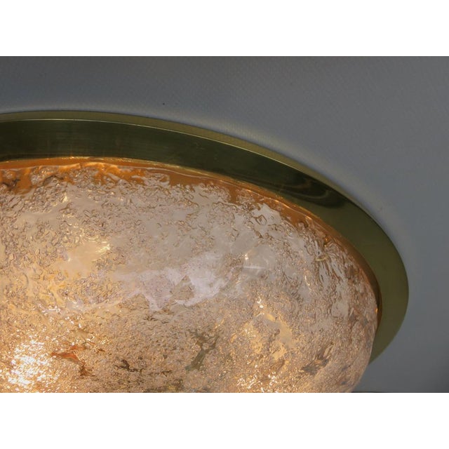 Metal Ceiling Light in Brass and Ice Glass from Schröder & Co, 1970s For Sale - Image 7 of 18