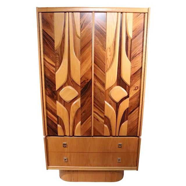 Brown Brutalist Organic Mid Century Modern Tobago Armoire Chifferobe Made in Canada C 1970's For Sale - Image 8 of 16