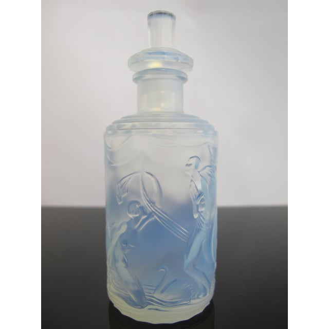 Art Deco Sabino Blue Opalescent Dancing Nude Nymphs Art Deco Glass Perfume Scent Bottle For Sale - Image 3 of 11