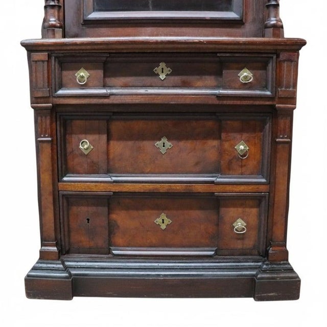 Oversized Victorian Walnut & Burl Triple Door Secretary Desk/Bookcase C1880 For Sale - Image 12 of 16