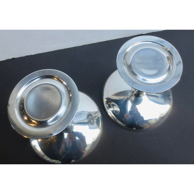 Wallace Sterling Silver compote stands, marked 72, and a concrete weighted base. Handsome modern shapes and tall, thin...