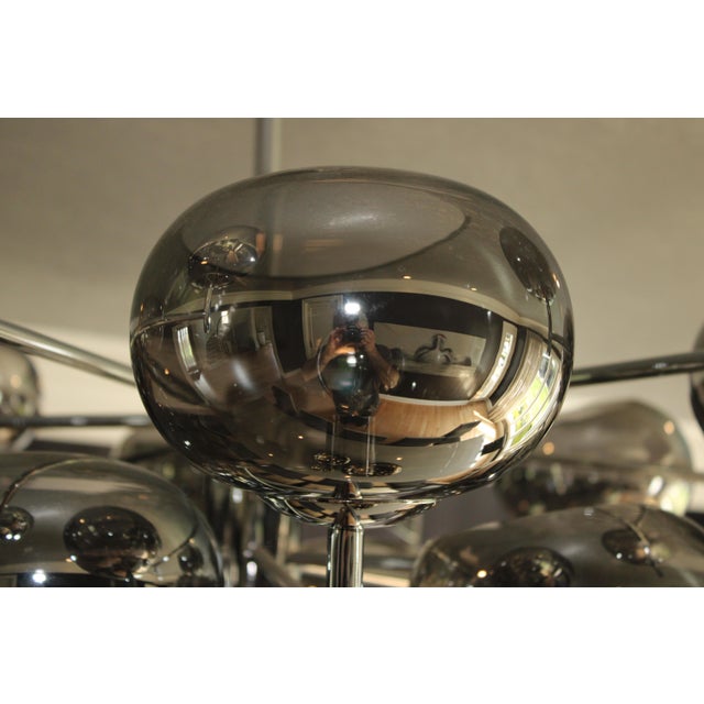 Donghia Donghia Renaldo 18-Arm Chandelier Grey Glass Globes Polished Chrome Finish For Sale - Image 4 of 11