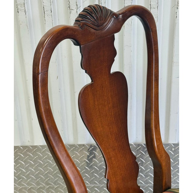 Wood Vintage Solid Cherry Queen Anne Style Dining Chairs by Stanley Furniture “American Craftsman” – Set of 6 For Sale - Image 7 of 11