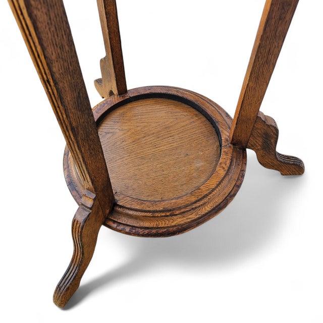 Antique Arts & Crafts Quarter Sawn Tiger Oak Hall Tree & Umbrella Stand, C. 1900 For Sale - Image 10 of 12