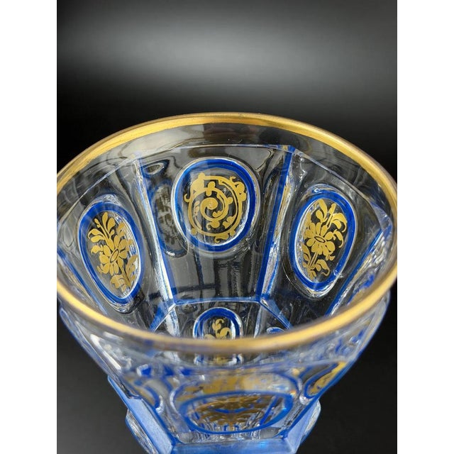 Gilt and Blue Enamel Art Glass Goblet, Late 19th Century For Sale - Image 6 of 11