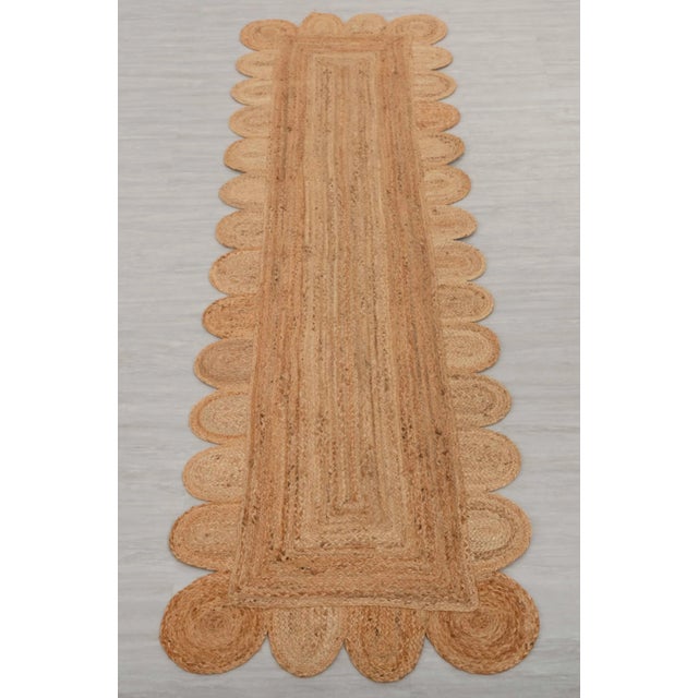 Not Yet Made - Made To Order 2.6'x20' Natural Color Jute Scallop Handmade Rug For Sale - Image 5 of 12