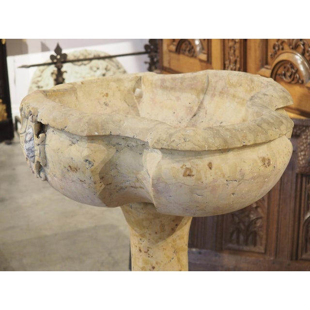Italian A Carved Italian Giallo Reale Rosato Marble Stoup For Sale - Image 3 of 12