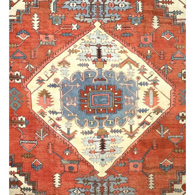 Antique Persian Serapi Rug 9’7" X 11’6” For Sale In New York - Image 6 of 6