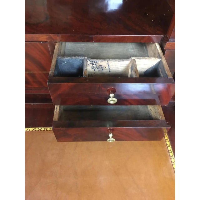 Early 19th Century French Empire Flame Mahogany Drop Front Secretary Desk For Sale - Image 11 of 12