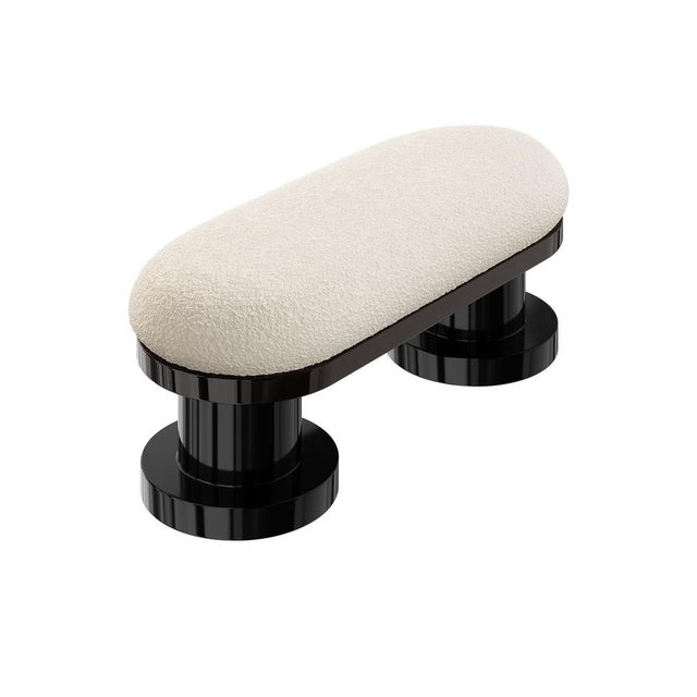 Theo Bench in White Bouclé by Hommés Studio For Sale - Image 4 of 7