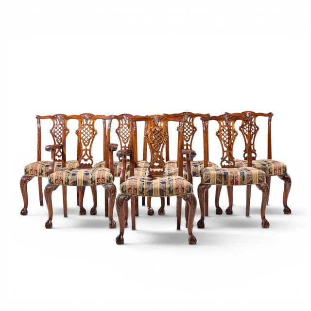 Baker Furniture Stately Homes Chippendale Mahogany Dining Chairs - Set of 8 Each armless chair measures: 24 wide x 24 deep...