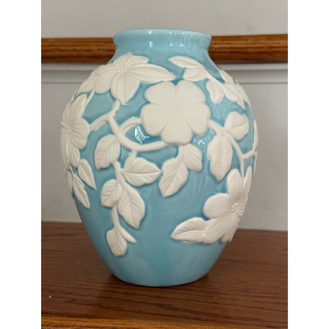 Vintage Blue and White Wedgwood Style Vase For Sale - Image 4 of 9