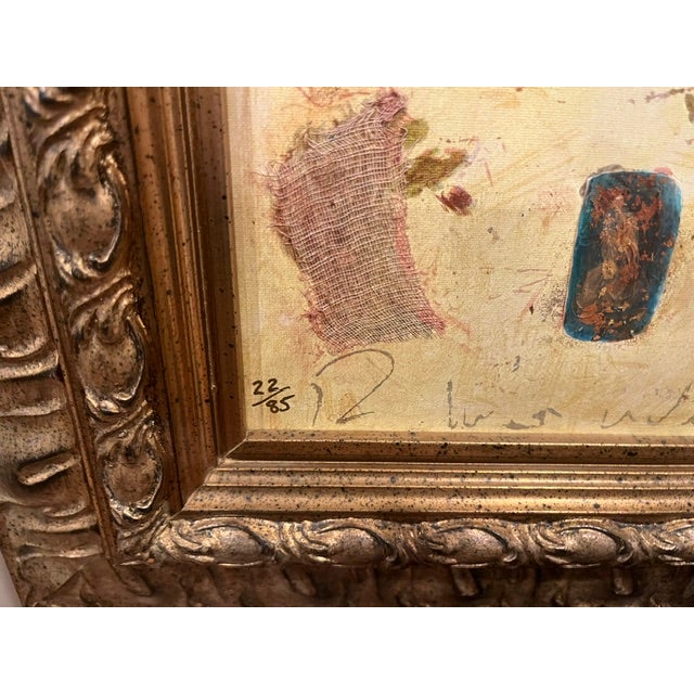 Roy Fairchild-Woodard 1950s Roy Fairchild Venetian Memories Hand-Embellished, Limited Edition Signed Serigraph on Canvas and Numbered 22/85 in Exquisite Gold Frame For Sale - Image 4 of 18