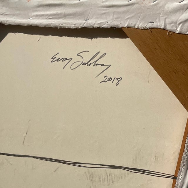 Maroon Vintage Boho Abstract Original Oil Painting Signed Sahlman For Sale - Image 8 of 9