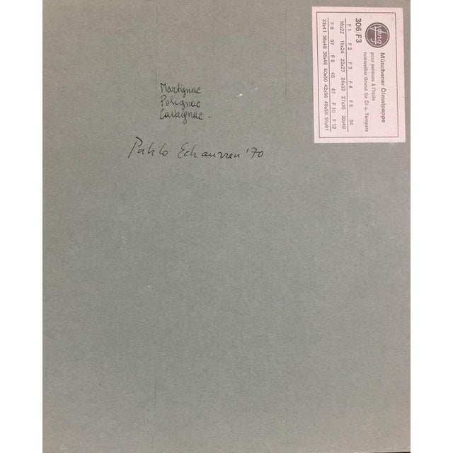 Enamel on cardboard. Signed at lower right. Signed, dated, titled on overleaf. Authentication by Fondazone Pablo...