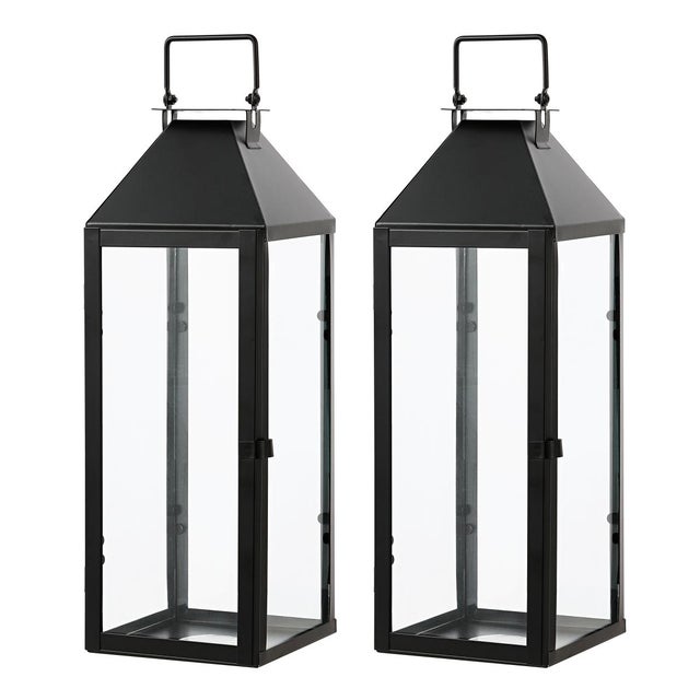 Spritely Home Ruane, 17.5" Black Outdoor Lantern, Set of 2 For Sale - Image 4 of 4