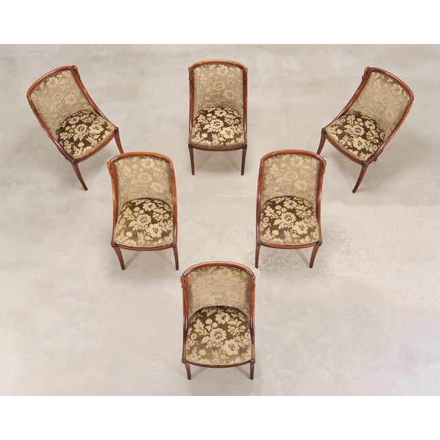 Traditional Set of Six French Empire Mahogany Swan Gondola Dining Chairs For Sale - Image 3 of 18