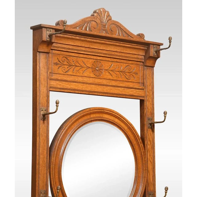 Wood Oak Hall Stand, 1890s For Sale - Image 7 of 8