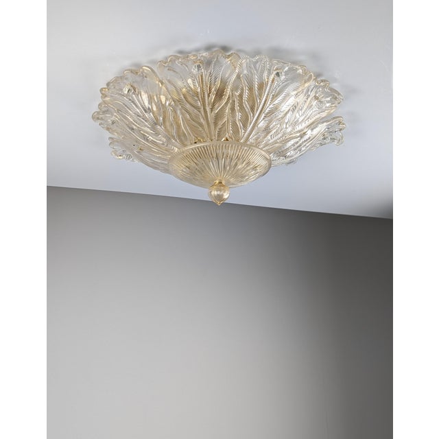 Mid-Century Modern Foglia Doro Recessed Ceiling Lamp from Barovier & Toso, Italy, 1980s For Sale - Image 3 of 12