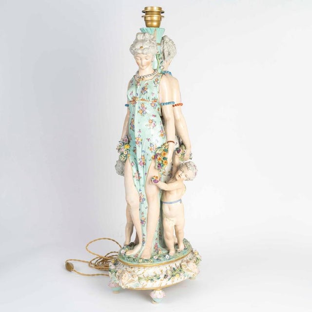 Napoleon III Style Saxon Porcelain Table Lamp For Sale - Image 5 of 9