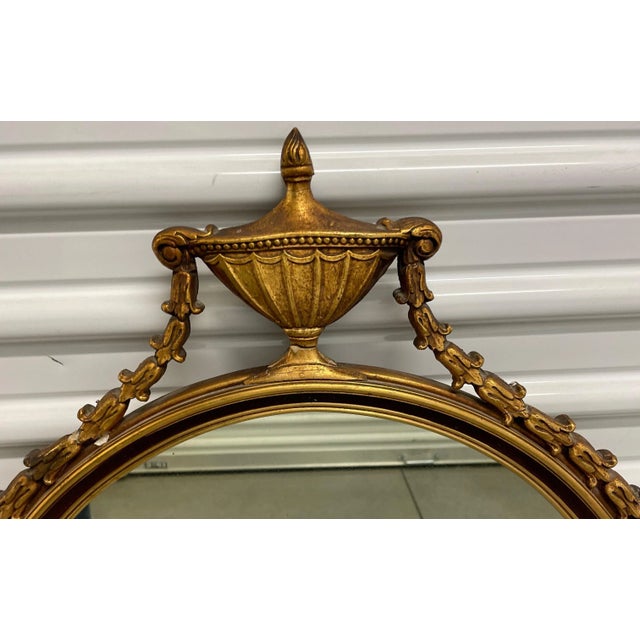 Victorian Antique Oval Mirror English Gilt Gesso Adam Style Victorian c.1890 For Sale - Image 3 of 10