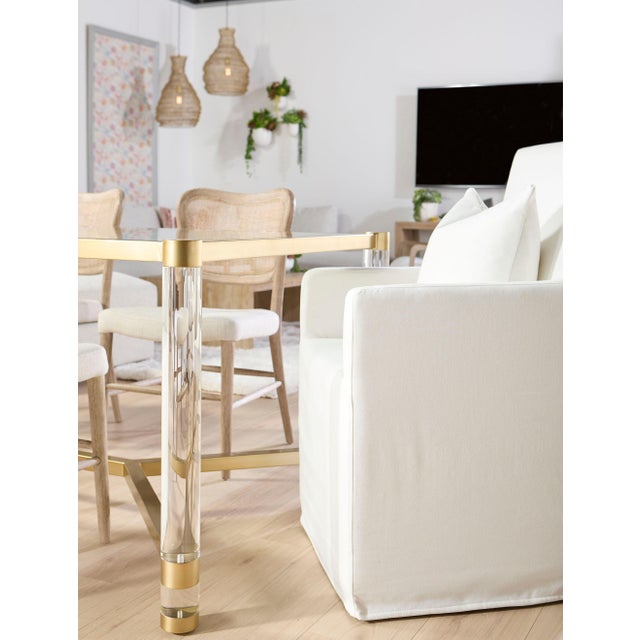 Shelter Slipcover Arm Chair with Casters, LiveSmart Peyton-Pearl For Sale - Image 9 of 10