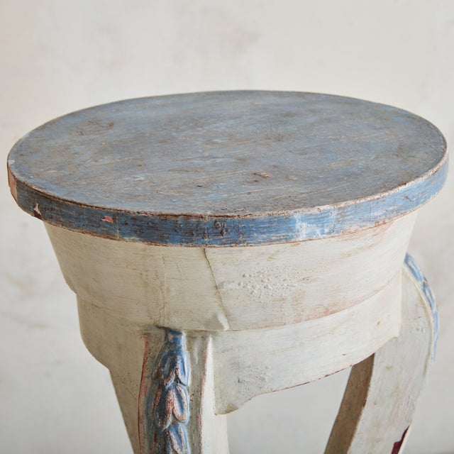French Charles X Ivory + Blue Wooden Pedestal, 19th Century - 2 Available For Sale - Image 4 of 6