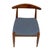 Mid-century walnut Danish style chair. Simple and sleek mid century side chair in walnut with grey/blue upholster seat.