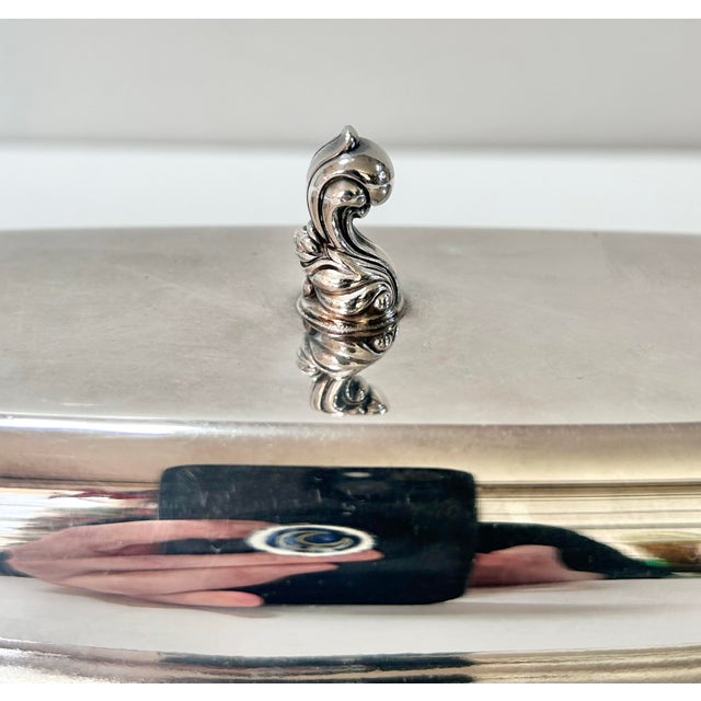 1940s Vintage Silverplate Covered Butter Dish With Glass Insert For Sale - Image 5 of 11