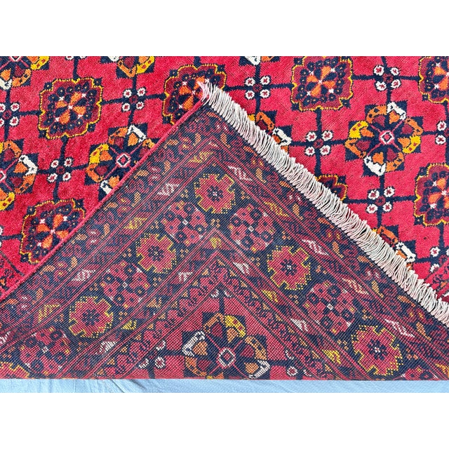 Red Afghan Andkhoy Hand-Knotted Wool Rug - 6'7" X 9'1" For Sale - Image 11 of 12