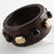 2010s Prada Cocoa Brown Ostrich Leather Jeweled Bangle Bracelet For Sale - Image 5 of 8