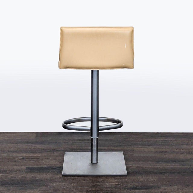 2000 - 2009 Frag Brushed Aluminum Counter Stool With Leather Seat For Sale - Image 5 of 8
