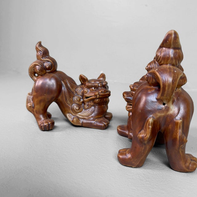 1980s Japanese Ceramic Shisa Figures, 1980, Set of 2 For Sale - Image 5 of 11