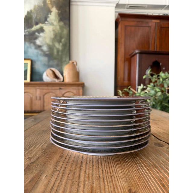 Neoclassical Antique 1895 Limoges Porcelain Dinner Plates - Set of 11 For Sale - Image 3 of 4