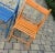Mid-Century Modern Set of Vintage Painted Blue and Orange Chairs For Sale - Image 3 of 8