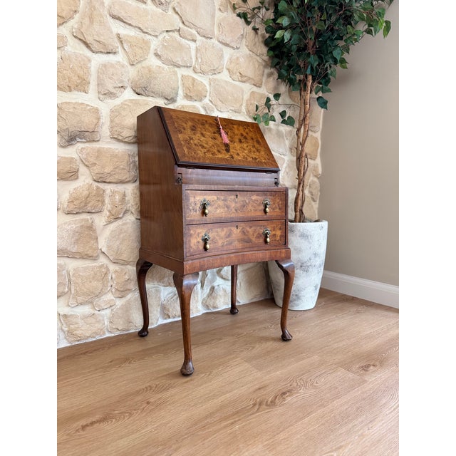 Vintage Walnut Lockable Desk with Drawers, 1890s For Sale - Image 3 of 14